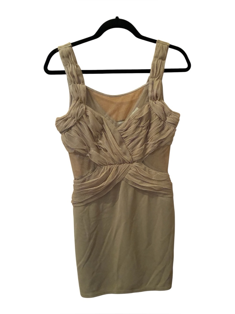 NWT YA LOS ANGELES TAN SEMI ILLUSION COCKTAIL DRESS SIZE M